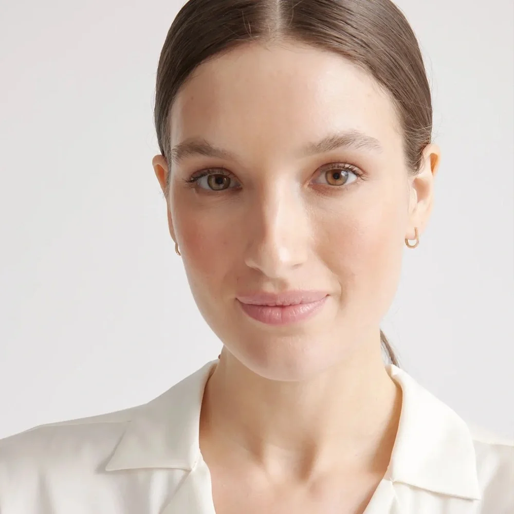 Quince 14K Gold Diamond Pave U Huggie Hoops - Picture 4 of 5